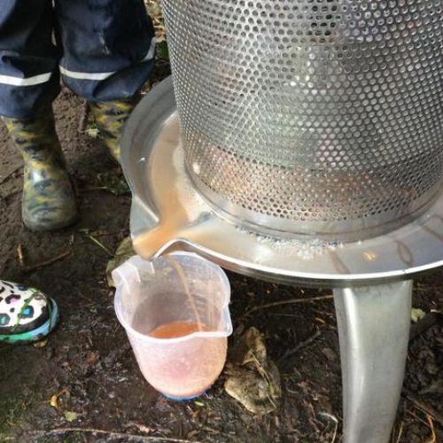 Our first Forest School session! We made apple juice